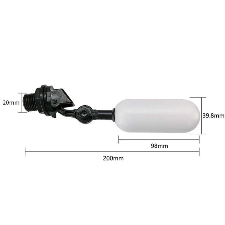 Mini valve flotteur en plastique pour aquariums/humidificateurs/petits réservoirs d'eau, 1/2 pouce/20mm noir, 1/2 pouce/20mm gris, 1/2 pouce/20mm avec verrouillage réglable, 3/4 pouce/25mm noir, 3/4 pouce/25mm gris