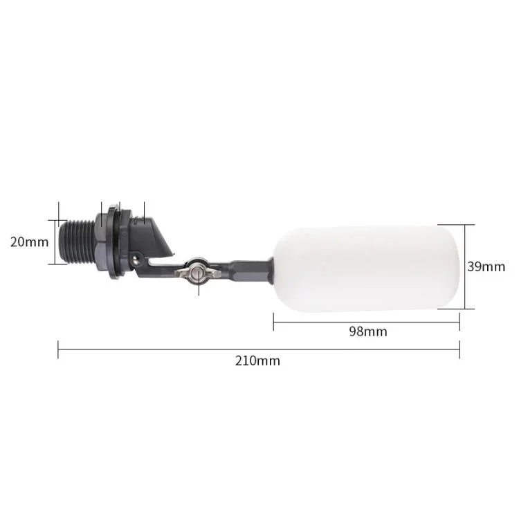 Mini valve flotteur en plastique pour aquariums/humidificateurs/petits réservoirs d'eau, 1/2 pouce/20mm noir, 1/2 pouce/20mm gris, 1/2 pouce/20mm avec verrouillage réglable, 3/4 pouce/25mm noir, 3/4 pouce/25mm gris