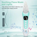 Mouche-bébé électrique avec 3 embouts en silicone de qualité alimentaire, musique apaisante au piano et lumières LED douces