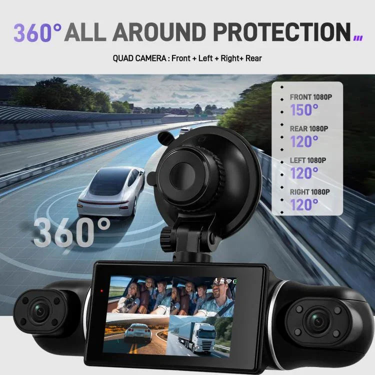 Caméra DVR de voiture 3 pouces 2K avec enregistrement quadruple WIFI, enregistreur de voiture HD avec capteur de gravité 1080P, L5942