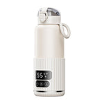 Chauffe-biberon portable 15000mAh, tasse chauffante intelligente sans fil avec température réglable et maintien au chaud constant 48H, étanche IPX6, blanc verre, vert verre, blanc inox, vert inox