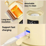 Chauffe-biberon portable sans fil 450 ml, tasse chauffante rechargeable 15000 mAh 37-55 degrés, acier inoxydable, verre
