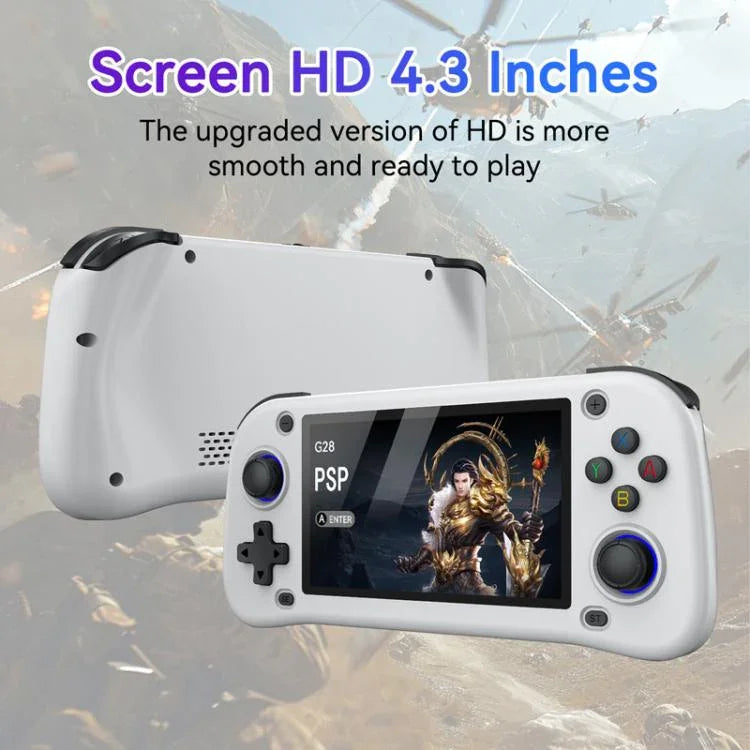 Console de jeu portable open-source G28 4,3 pouces HD écran IPS, ARM quad-core Cortex-A7 1,3 GHz, 64GB