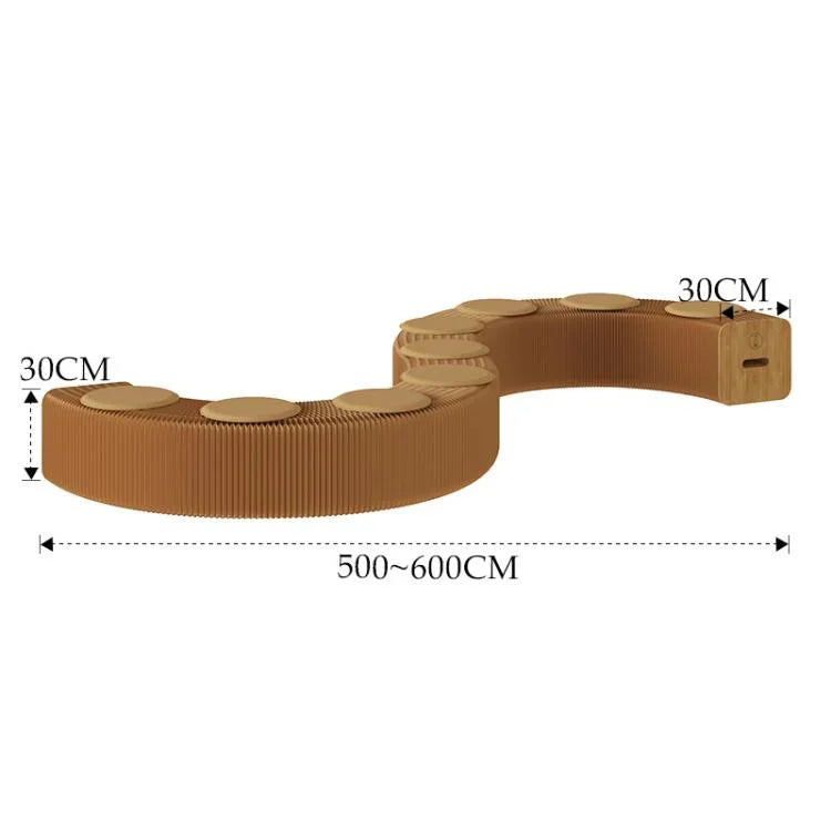 Banc en papier accordéon extensible Fauteuil pliant Tabouret d'entrée, Hauteur 30cm 3 places Marron, Hauteur 30cm 6 places Marron, Hauteur 30cm 9 places Marron, Hauteur 44cm 3 places Marron, Hauteur 44cm 6 places Marron, Hauteur 44cm 9 places Marron