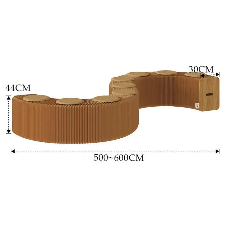 Banc en papier accordéon extensible Fauteuil pliant Tabouret d'entrée, Hauteur 30cm 3 places Marron, Hauteur 30cm 6 places Marron, Hauteur 30cm 9 places Marron, Hauteur 44cm 3 places Marron, Hauteur 44cm 6 places Marron, Hauteur 44cm 9 places Marron