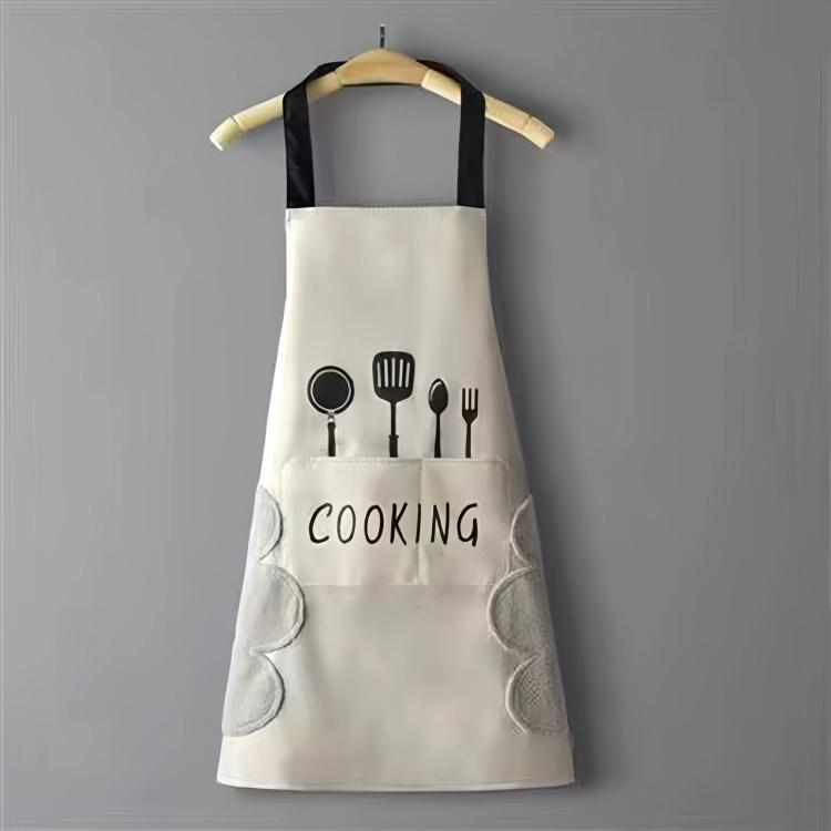 Tablier imperméable et résistant à l'huile avec imprimé fourchette et couteau, unisexe et réglable pour la cuisine