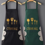 Tablier imperméable et résistant à l'huile avec imprimé fourchette et couteau, unisexe et réglable pour la cuisine