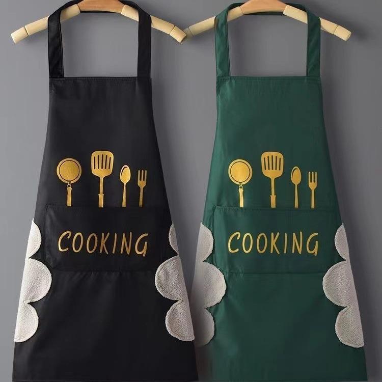 Tablier imperméable et résistant à l'huile avec imprimé fourchette et couteau, unisexe et réglable pour la cuisine