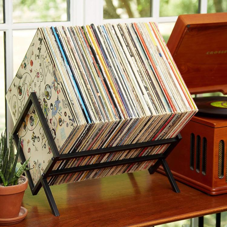 Support de rangement de disques vinyles et de magazines en fer pour bibliothèque de bureau, en fer