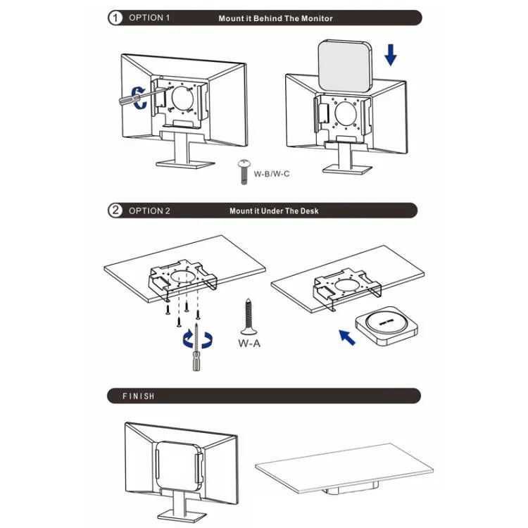 Support de montage arrière pour écran sous bureau pour Mac Mini M1/M2, pour Mac Mini M1/M2