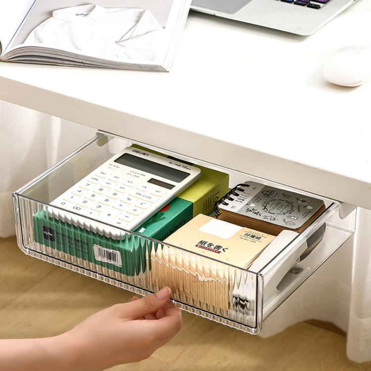 Organisateur de tiroir caché sous le bureau, boîte de rangement invisible pour papeterie et fournitures de bureau, Medium Transparent, Medium Noir Transparent, Large Transparent, Large Noir Transparent, XL Transparent