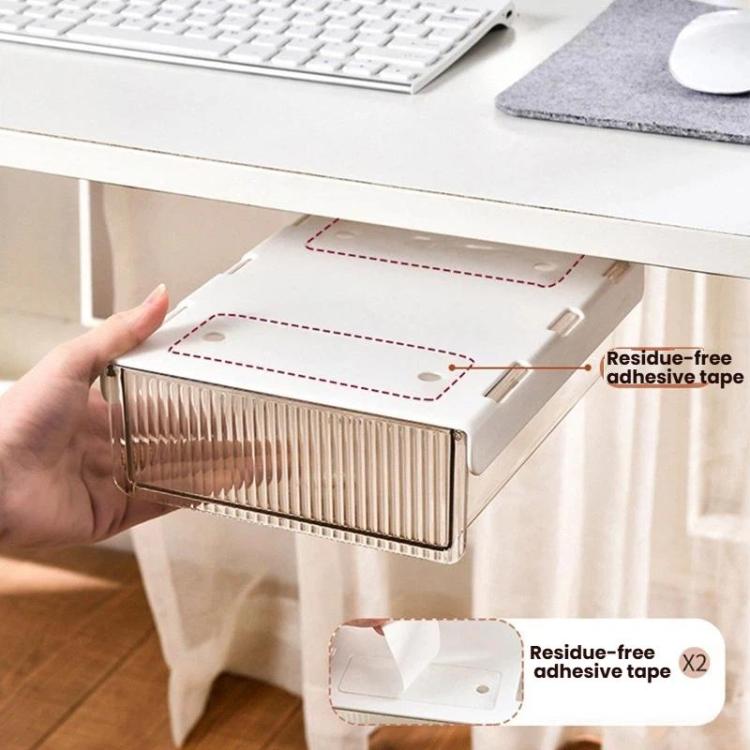 Organisateur de tiroir caché sous le bureau, boîte de rangement invisible pour papeterie et fournitures de bureau, Medium Transparent, Medium Noir Transparent, Large Transparent, Large Noir Transparent, XL Transparent