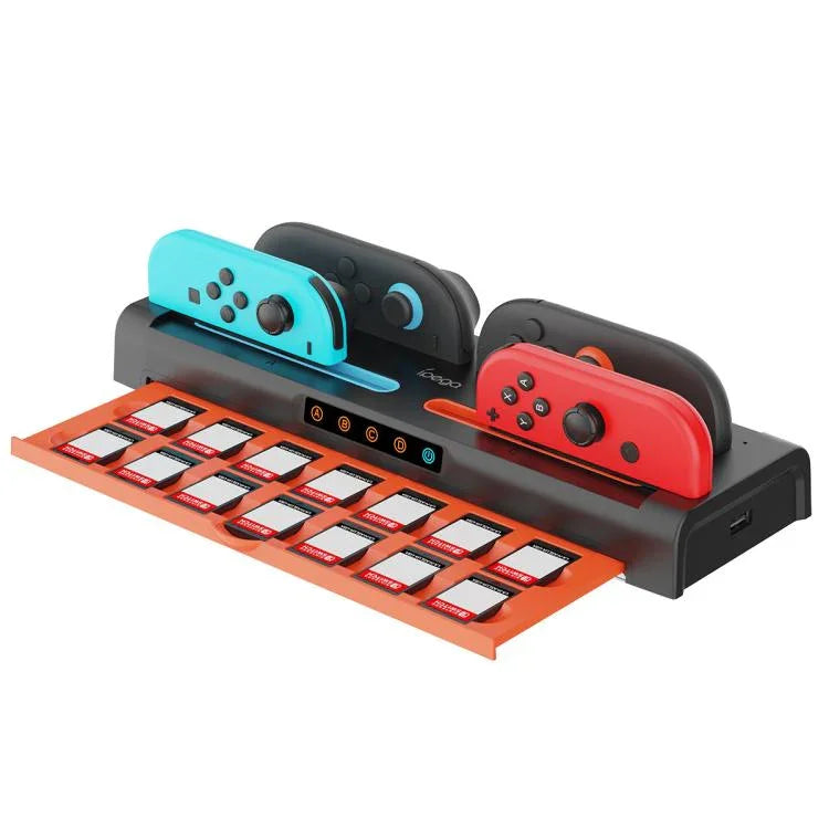 Station de charge ipega 8-en-1 pour Nintendo Switch 2 / Switch Joy-Con avec support pour cartes de jeu