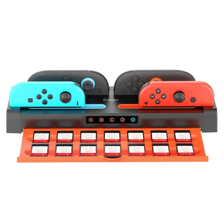 Station de charge ipega 8-en-1 pour Nintendo Switch 2 / Switch Joy-Con avec support pour cartes de jeu
