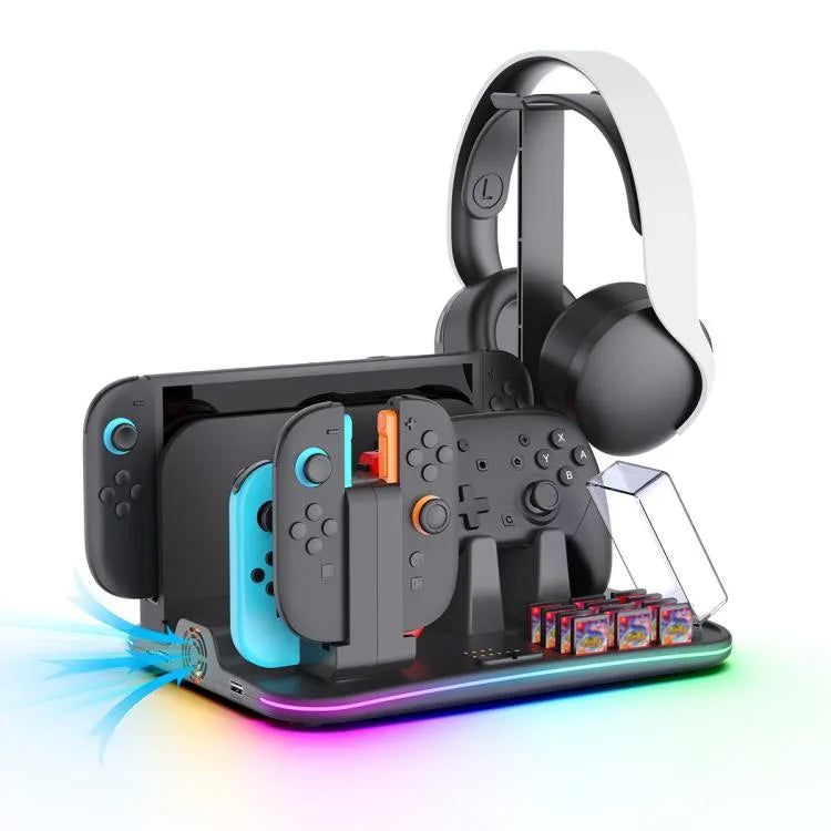 Station de charge multifonction 12-en-1 ipega pour Nintendo Switch 2 / Switch Joy-Con, dock pour manette Pro, ventilateur de refroidissement, organiseur de jeux et casque