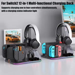Station de charge multifonction 12-en-1 ipega pour Nintendo Switch 2 / Switch Joy-Con, dock pour manette Pro, ventilateur de refroidissement, organiseur de jeux et casque
