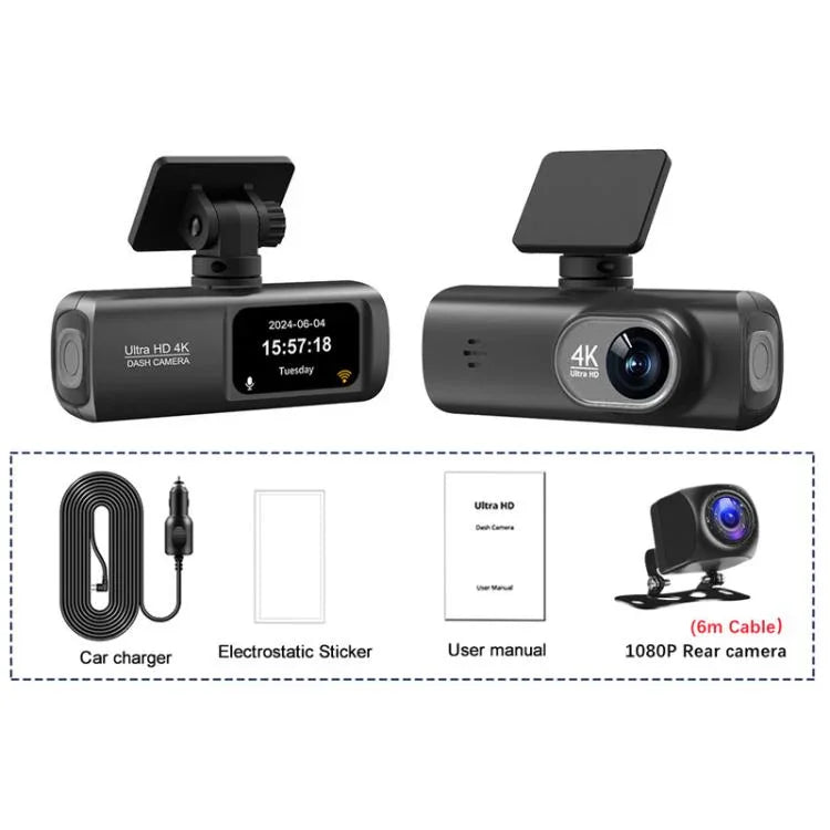 Caméra de tableau de bord de voiture connectée WiFi 4K à double enregistrement pour smartphone, avant+arrière, avant+arrière+suivi GPS, avant+intérieur, avant+intérieur+suivi GPS