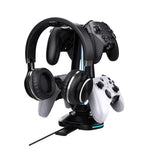 Support de jeu multifonction pour casque et 4 manettes avec double port USB de charge et éclairage RGB