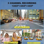DVR de voiture HD 1080P 3,16 pouces avec vision nocturne infrarouge, avant + intérieur (sans Wi-Fi), avant + intérieur + arrière (sans Wi-Fi), avant + intérieur + connectivité Wi-Fi, avant + intérieur + arrière + connectivité Wi-Fi