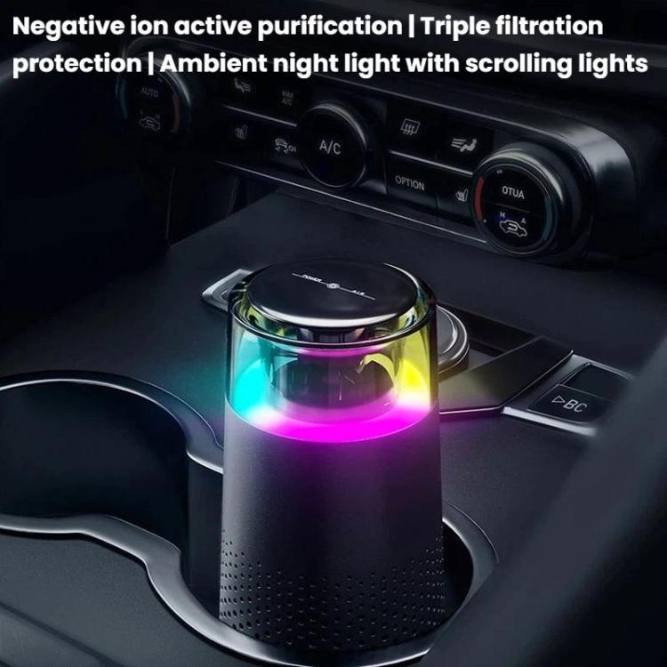 Purificateur d'air de voiture Bureau à domicile Ion négatif Lumière ambiante Purificateur de fumée portable
