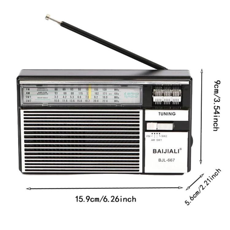 Radio multi-bandes FM AM SW portable BAIJIALI BJL-667 avec bouton indépendant, BAIJIALI BJL-667