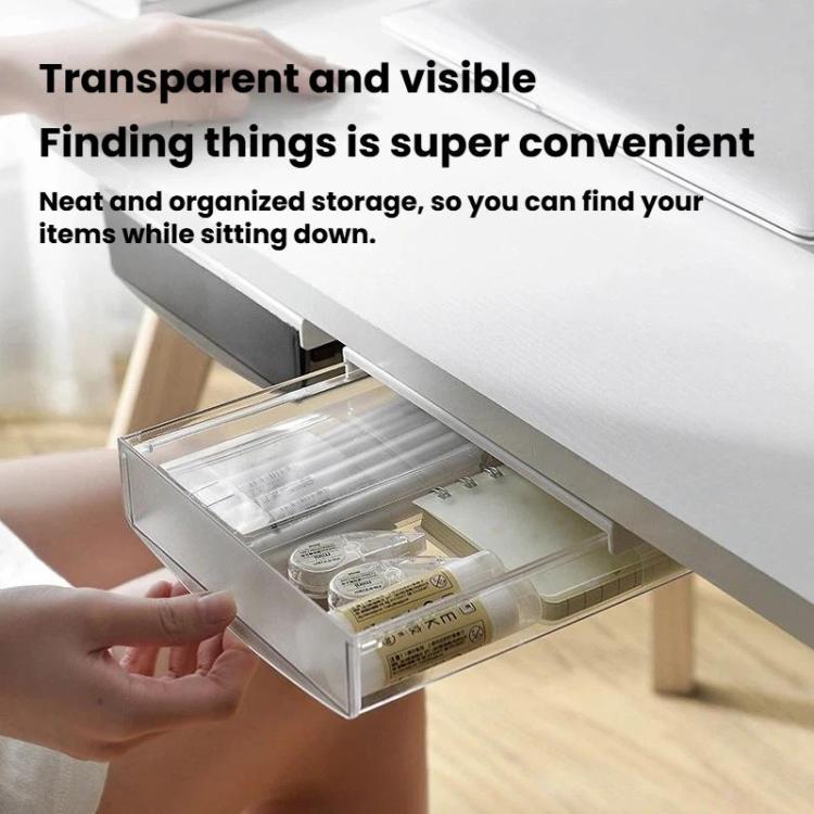 Boîte de rangement cachée sous le bureau sans perçage, boîte organisatrice, petit transparent blanc, petit transparent noir, moyen noir mat, moyen transparent mat, grand transparent noir, grand transparent blanc, grand blanc mat, grand noir mat
