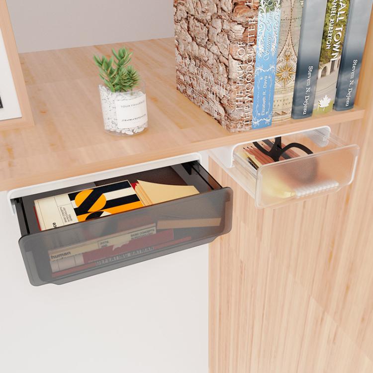 Boîte de rangement cachée sous le bureau sans perçage, boîte organisatrice, petit transparent blanc, petit transparent noir, moyen noir mat, moyen transparent mat, grand transparent noir, grand transparent blanc, grand blanc mat, grand noir mat