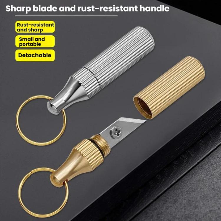 2pcs couteau de gravure capsule mini portable porte-clés en laiton, couteau de gravure petit, or + argent