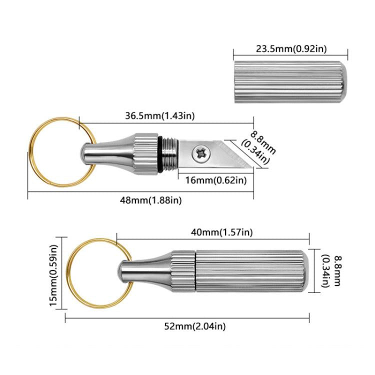 2pcs couteau de gravure capsule mini portable porte-clés en laiton, couteau de gravure petit, or + argent