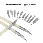 13pcs /Set couteau de découpe et de gravure pour papier manuel, outil de tampon en caoutchouc, couteau d'art