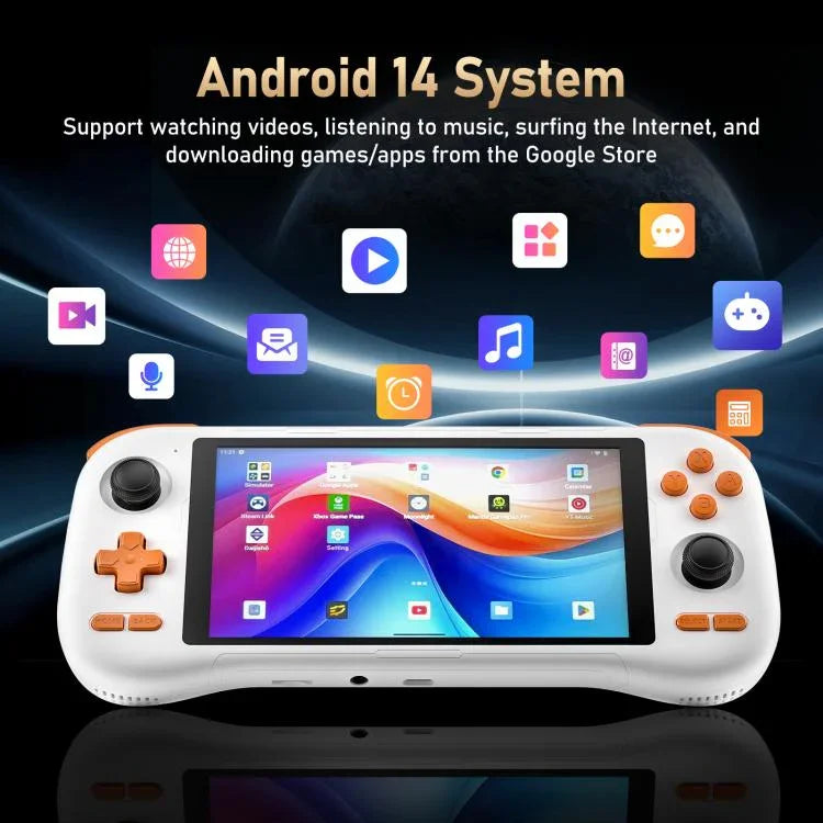 Console de jeu rétro K56 avec écran tactile 5,5 pouces, système Android 14, interface ES-DE pour un jeu plus rapide, sans carte de jeu, 6+128G