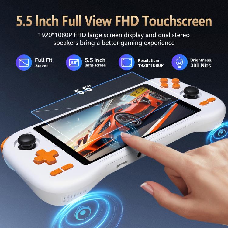 Console de jeu rétro K56 avec écran tactile 5,5 pouces, système Android 14, interface ES-DE pour un jeu plus rapide, sans carte de jeu, 6+128G