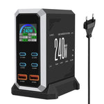 Chargeur 240 W à affichage dynamique multi-ports 4 Type-C + 2 USB à nitrure de gallium, prise AU, prise US, prise EU, prise UK