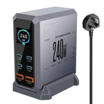Chargeur 240 W à affichage dynamique multi-ports 4 Type-C + 2 USB à nitrure de gallium, prise AU, prise US, prise EU, prise UK
