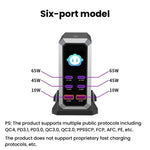 Chargeur 240 W à affichage dynamique multi-ports 4 Type-C + 2 USB à nitrure de gallium, prise AU, prise US, prise EU, prise UK