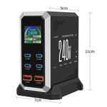 Chargeur 240 W à affichage dynamique multi-ports 4 Type-C + 2 USB à nitrure de gallium, prise AU, prise US, prise EU, prise UK