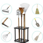 Étagère de rangement en métal revêtue de poudre, étagère à outils rustique, support de rangement pour houes, balais, pelles, double couche