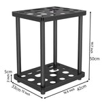 Étagère de rangement en métal revêtue de poudre, étagère à outils rustique, support de rangement pour houes, balais, pelles, double couche