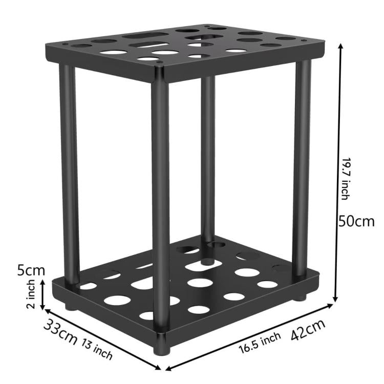Étagère de rangement en métal revêtue de poudre, étagère à outils rustique, support de rangement pour houes, balais, pelles, double couche