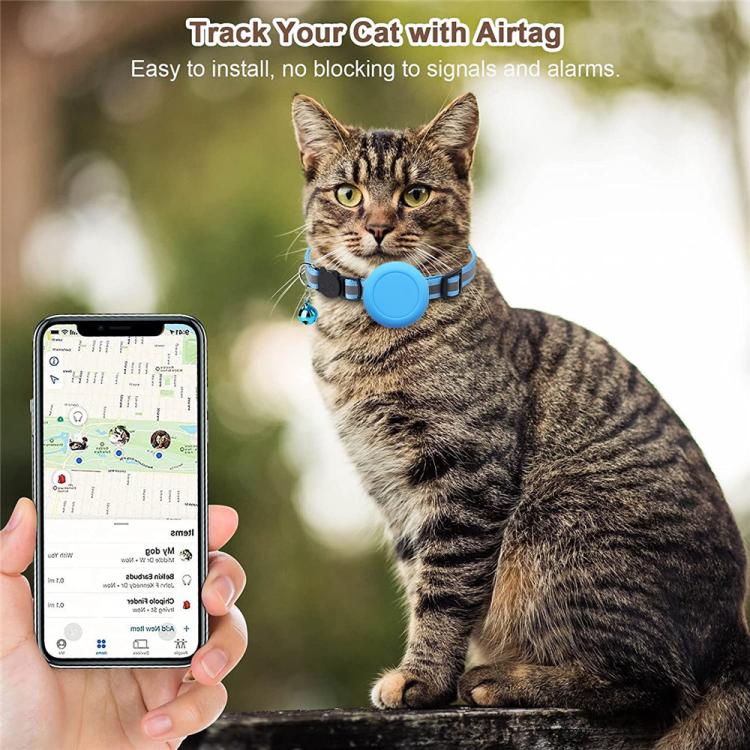 Pour collier de chat en silicone étanche AirTag 2e génération / AirTag 1re génération avec boucle de sécurité détachable et pendentif poisson et clochette
