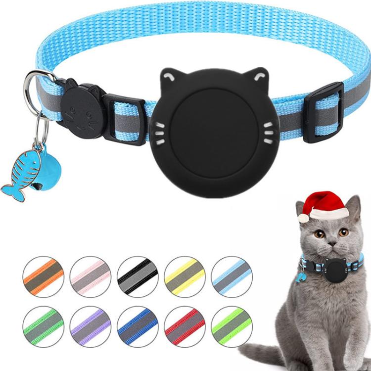 Pour collier de chat AirTag 2e génération / AirTag 1re génération, support en silicone étanche avec boucle de sécurité détachable et pendentif poisson et clochette