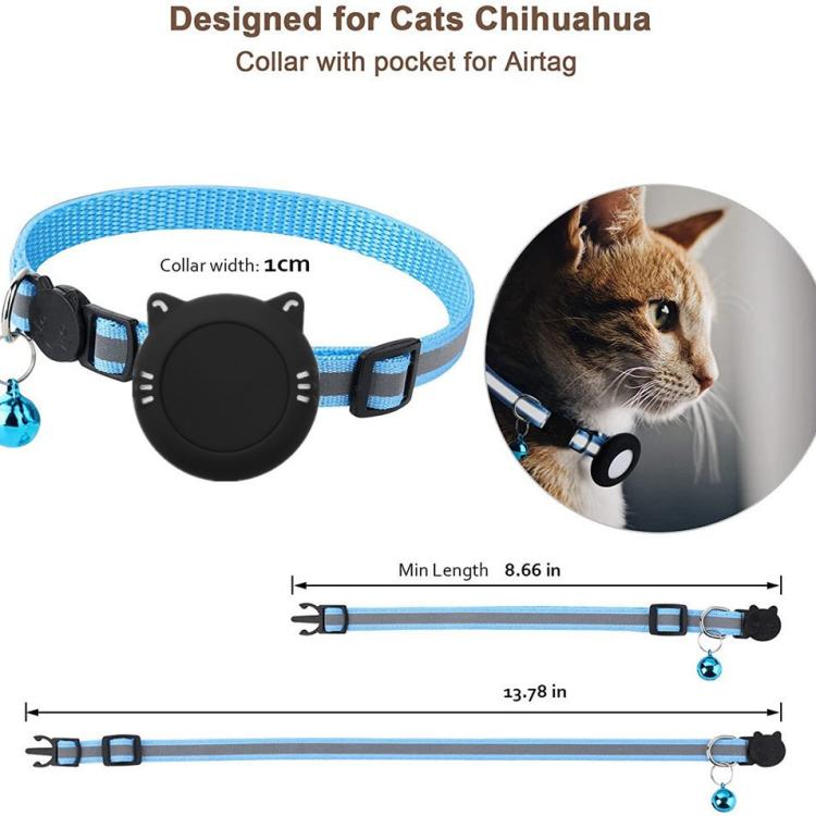 Pour collier de chat AirTag 2e génération / AirTag 1re génération, support en silicone étanche avec boucle de sécurité détachable et pendentif poisson et clochette