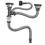 Raccords de tuyauterie d'évier de cuisine en acier inoxydable, ensemble de vidange anti-odeur, tuyau de descente à double fente de 0,6 m, siphon en S à double fente, tuyau de descente à double fente de 1 m