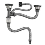 Raccords de tuyauterie d'évier de cuisine en acier inoxydable, ensemble de vidange anti-odeur, tuyau de descente à double fente de 0,6 m, siphon en S à double fente, tuyau de descente à double fente de 1 m