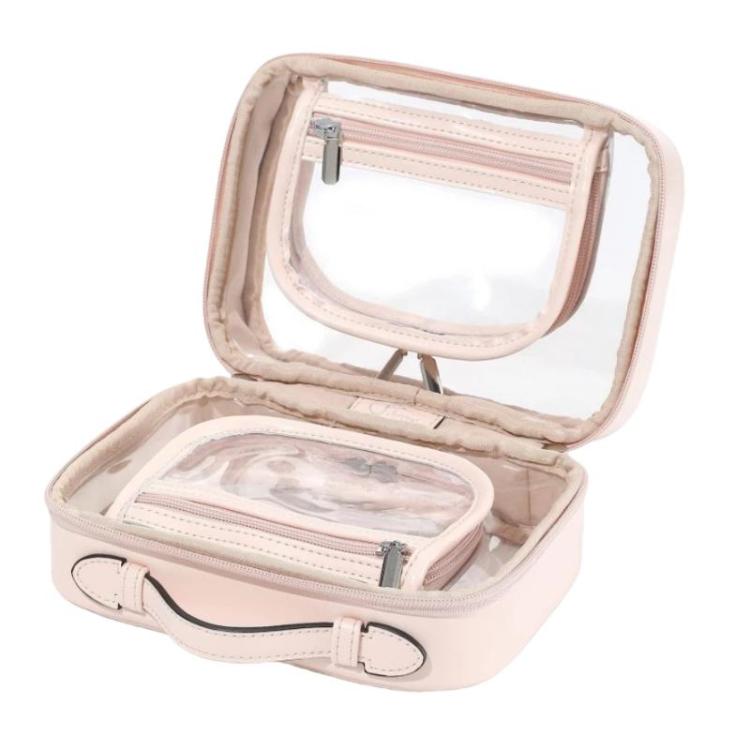APJ083 Trousse de Maquillage Transparente Étanche Portable Grande Capacité Organisateur de Toilette à Main
