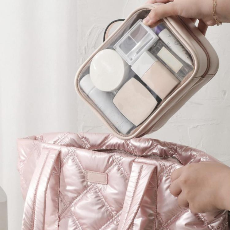 APJ083 Trousse de Maquillage Transparente Étanche Portable Grande Capacité Organisateur de Toilette à Main