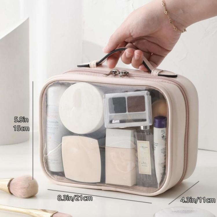 APJ083 Trousse de Maquillage Transparente Étanche Portable Grande Capacité Organisateur de Toilette à Main