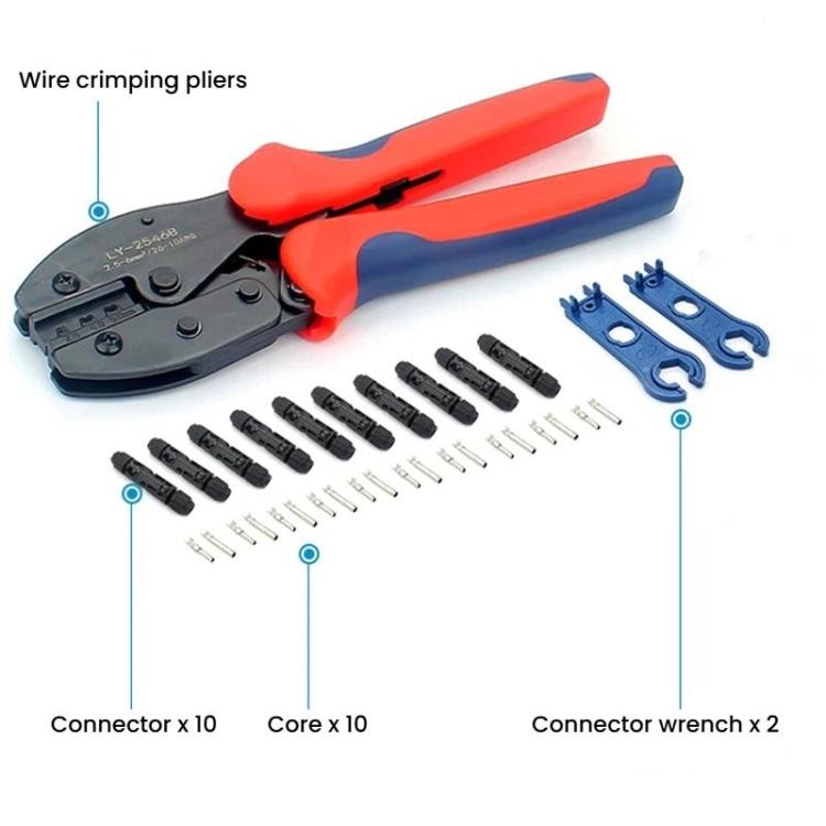 Kit d'outils MC4 PV Pince à sertir, clé, connecteur PV, sac à outils, 24 en 1