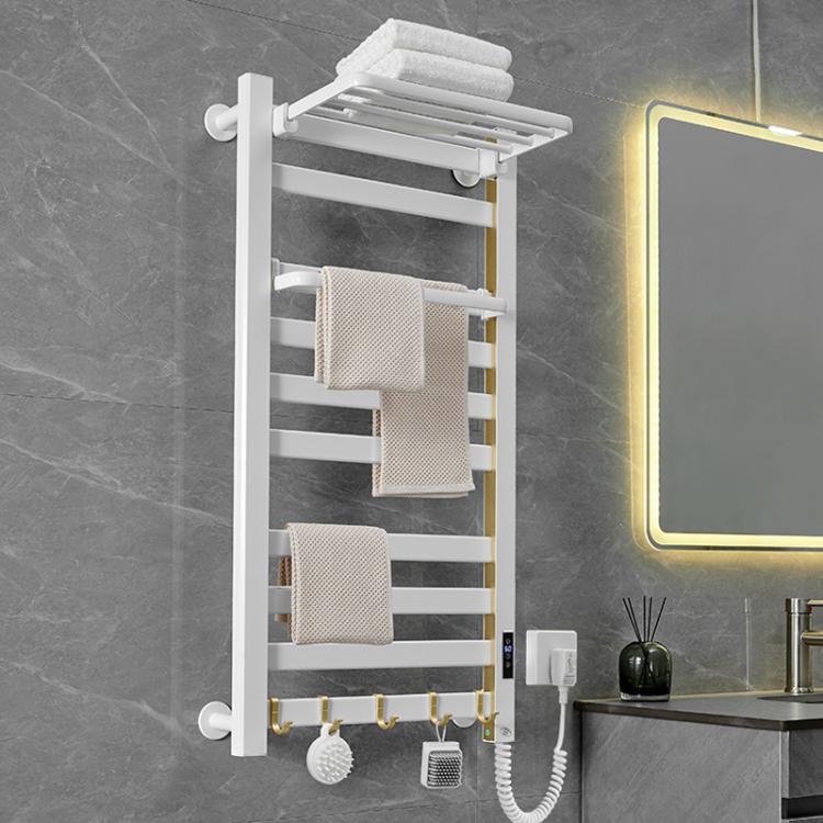 Sèche-serviettes électrique chauffant intelligent à écran tactile pour salle de bain, Platine Grande Droit, Platine Grande Gauche, Blanc Grande Droit, Blanc Grande Gauche, Noir Grande Droit, Noir Grande Gauche