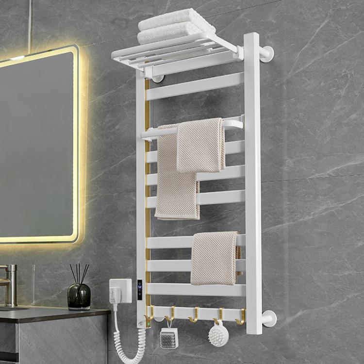 Sèche-serviettes électrique chauffant intelligent à écran tactile pour salle de bain, Platine Grande Droit, Platine Grande Gauche, Blanc Grande Droit, Blanc Grande Gauche, Noir Grande Droit, Noir Grande Gauche